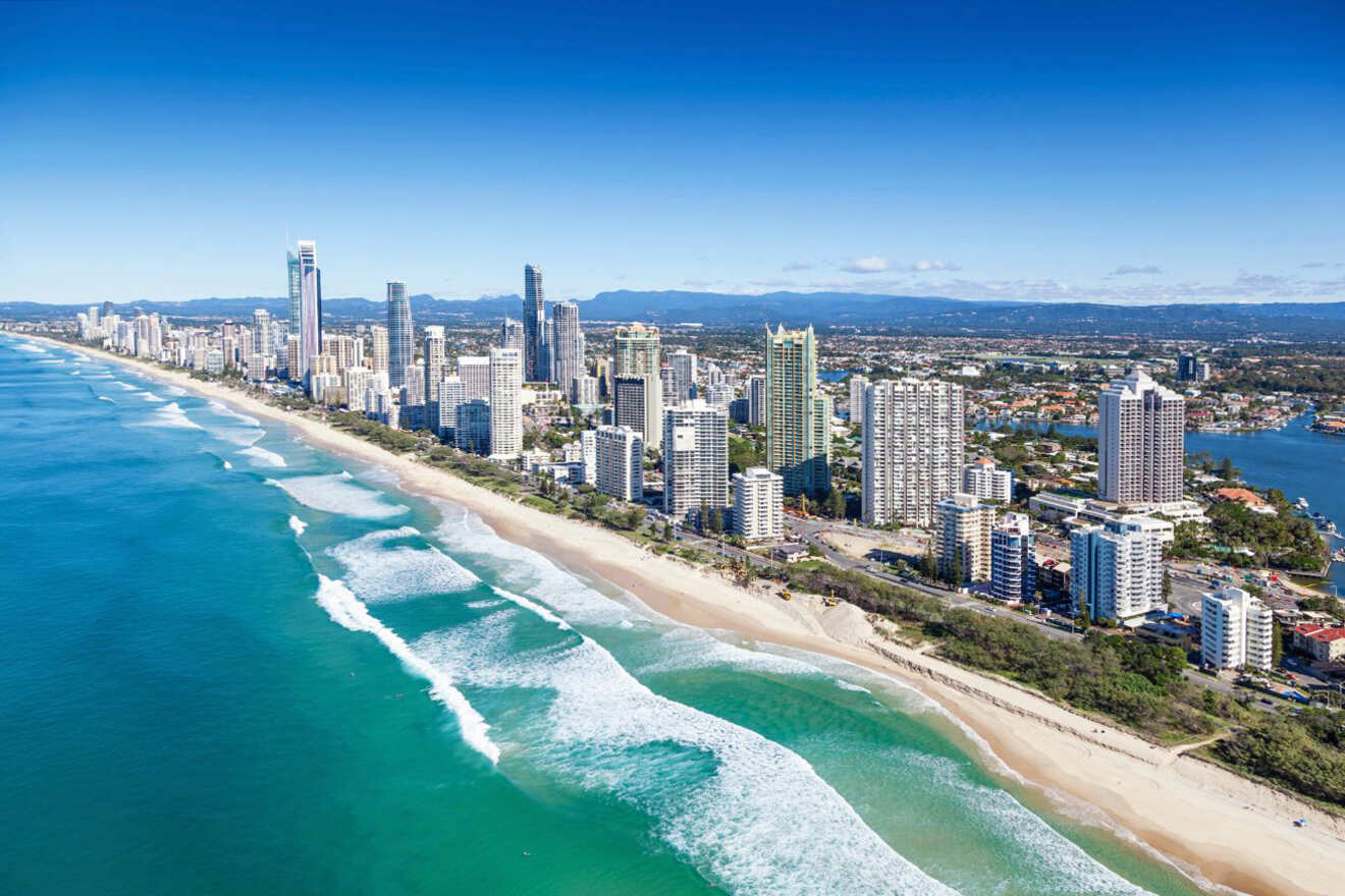 aerial view of a city on the coast